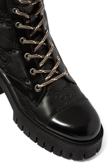 GG Quilted Lace-Up Boots