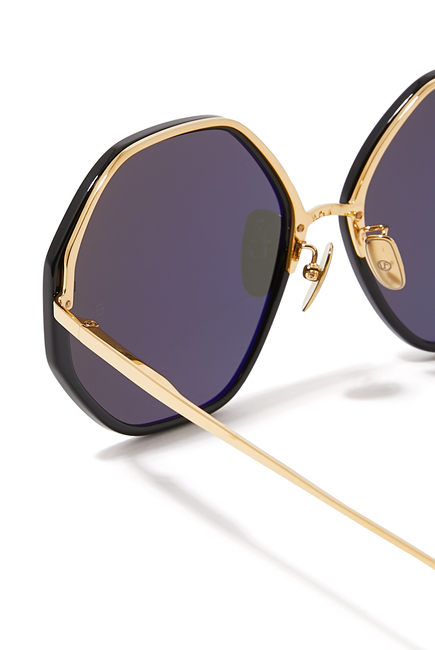 Alona Oversized Sunglasses, 22k Gold-Plated Brass