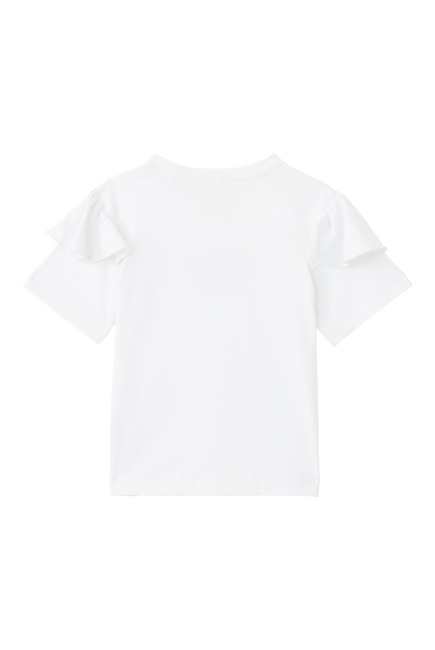 Ruffle Sleeve Logo Embroidered Shirt