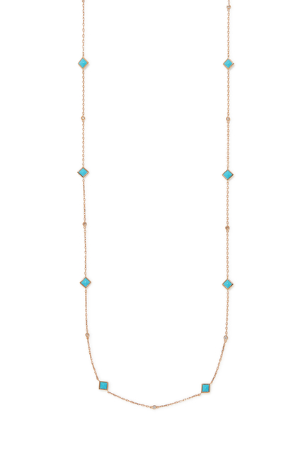 Cleo Mini Reve Convertible Chain, 18k Rose Gold with Turquoise & Diamonds