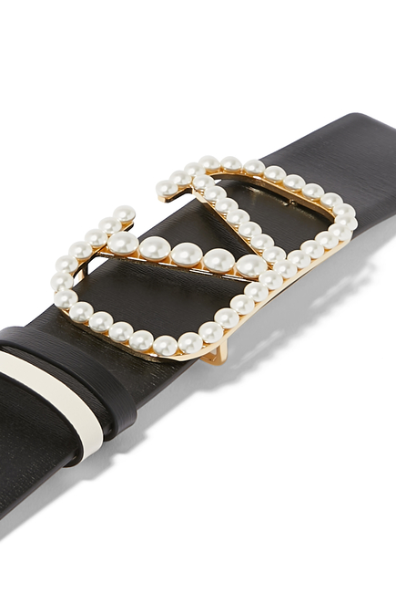 VLogo Signature Pearl Buckle Reversible Belt