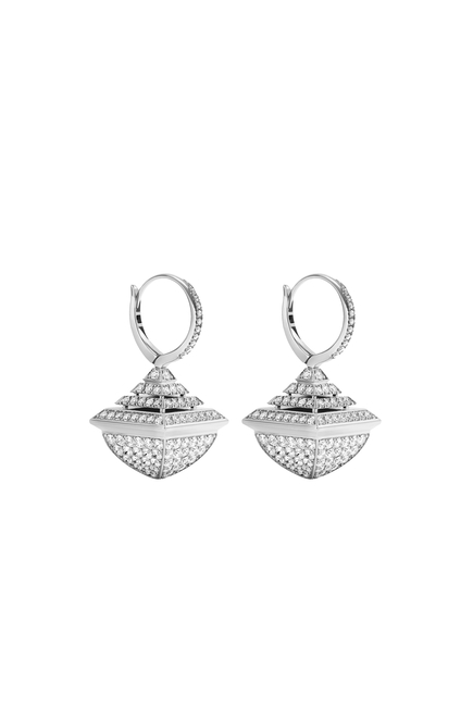 Cleo Drop Earrings, 18k White Gold & Full Diamonds