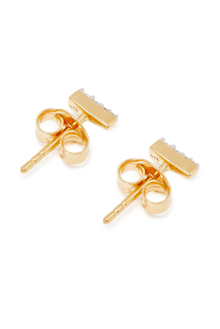 Pave Spike Stud Earrings, 18K Gold Vermeil Sterling Silver & Cubic Zirconia