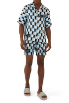 Snake Checker Silk Shorts