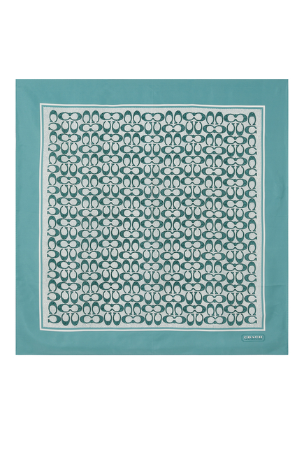 Logo-Print Square Silk Scarf