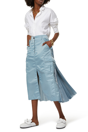 Nylon-Twill Midi Skirt