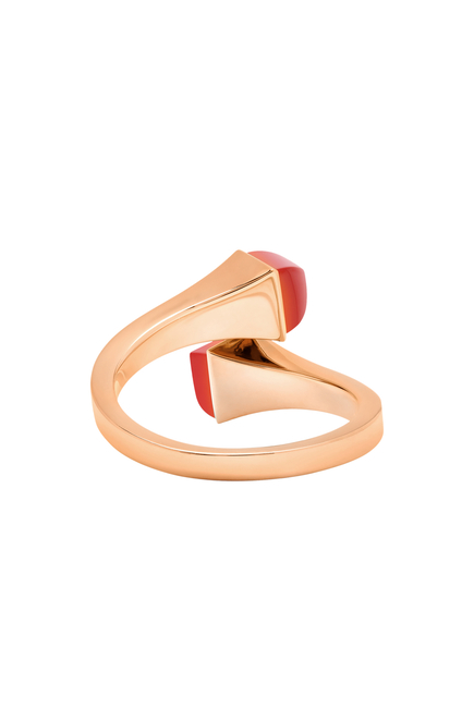 Cleo Midi Ring, 18k Rose Gold, Red Agate & Diamonds