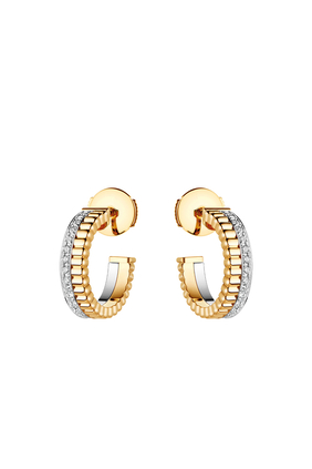 Quatre Radiant Edition Hoop Earrings, 18k Mixed Gold & Diamonds