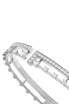 Avenues Open Hinged Bracelet, 18k White Gold & Diamonds