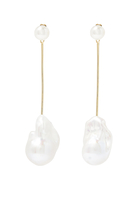 Petunia Drop Earrings, 14k Vermeil & Pearl