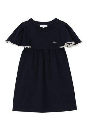 Embroidered Cotton Bell Sleeve Dress