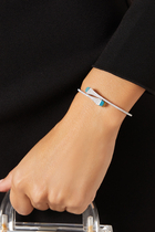 Cleo Midi Bangle, 18k White Gold with Sea Blue Chalcedony & Diamonds