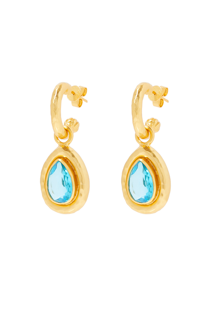 Ines Earrings, 24k Yellow Gold-Plated Brass & Turquoise