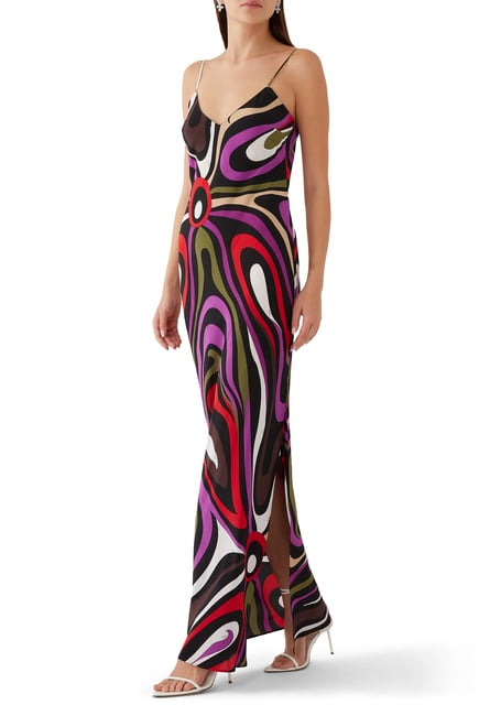 Marmo-Print Silk Dress