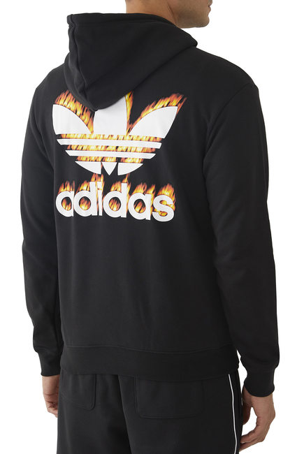 Graphics Fire Trefoil Hooded Sweatshirt
