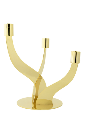 3 Candle Holder, Gold-Plated