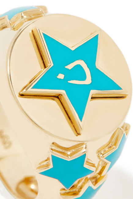 Letter Ein Star Signet Ring, 18k Yellow Gold