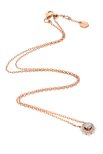 Tip-Top Pendant, 18k Rose Gold with White Agate & Diamonds