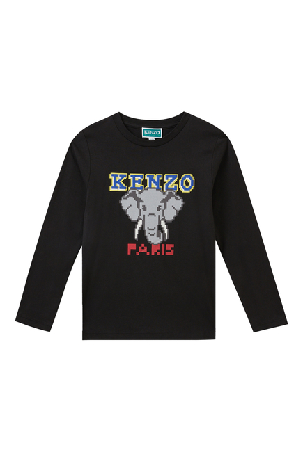 Kids Elephant Print Long Sleeve T-Shirt
