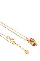 Cleo Huggie Pendant, 18K Yellow Gold with Red Coral & Diamonds