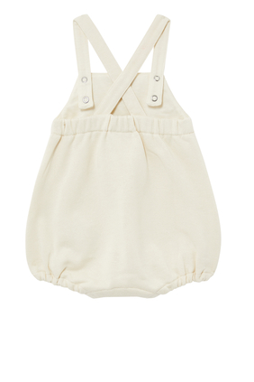 Baby Gucci Label Felted Cotton One-Piece