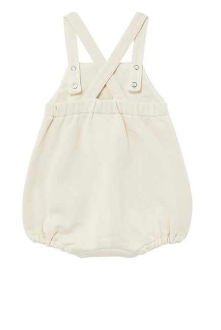 Baby Gucci Label Felted Cotton One-Piece