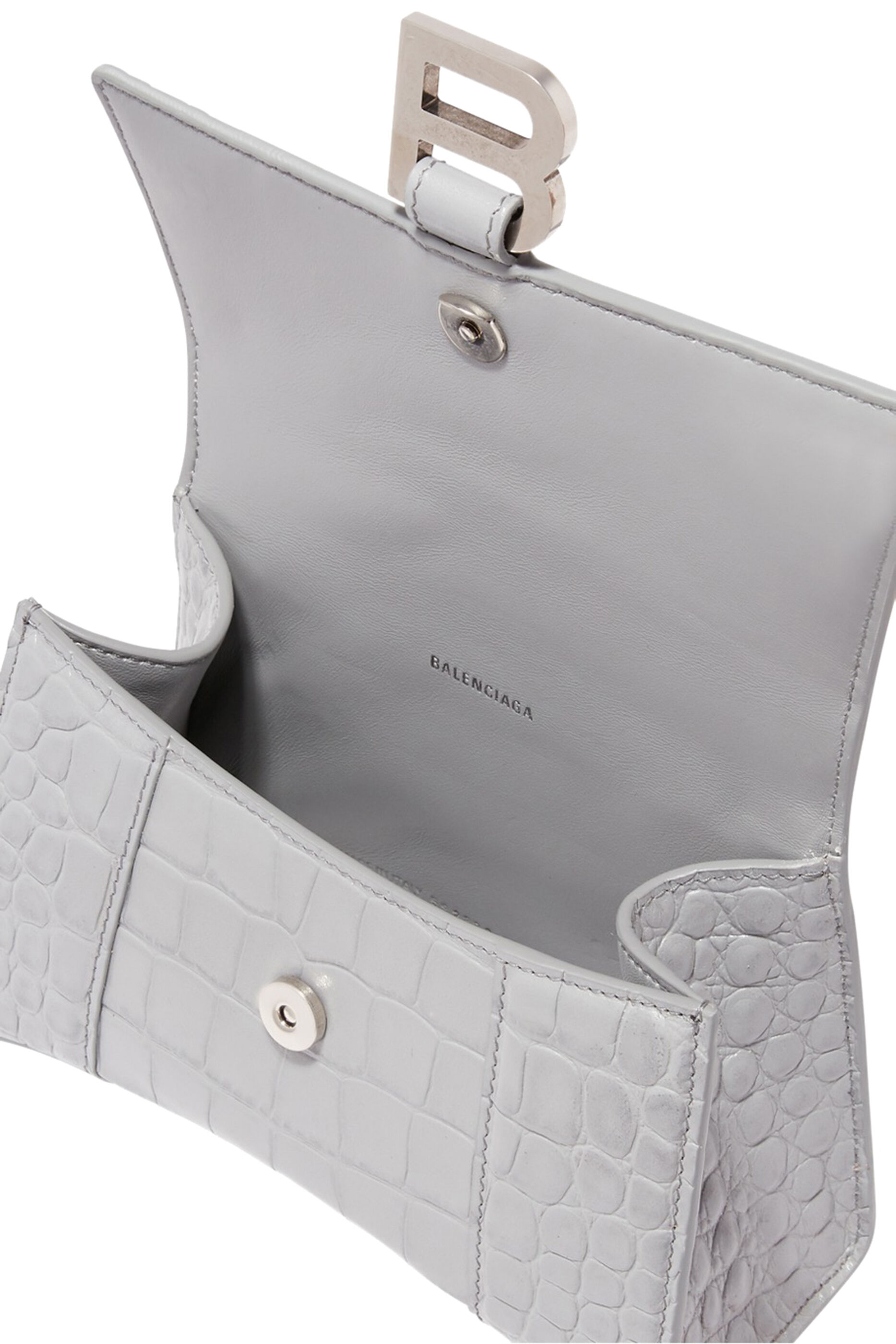 Hourglass XS Croc Effect Leather Tote Bag in Metallic  Balenciaga   Mytheresa