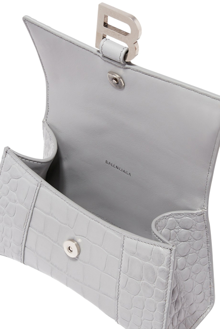 Hourglass XS Crocodile-Effect Top Handle Bag