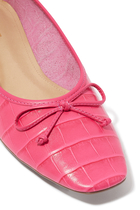 Croc-Embossed Ballerina Flats