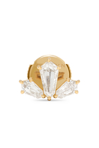 Lotus 3 Diamond Single Earring, 18k Yellow Gold with Diamonds