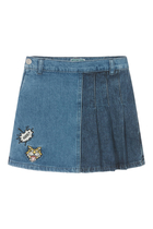 Kids Denim Pleated Skort