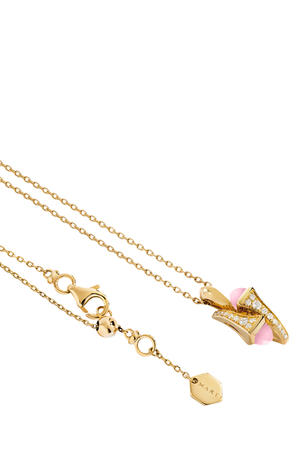 Cleo Huggie Pendant, 18k Yellow Gold with Pink Quartzite & Diamonds