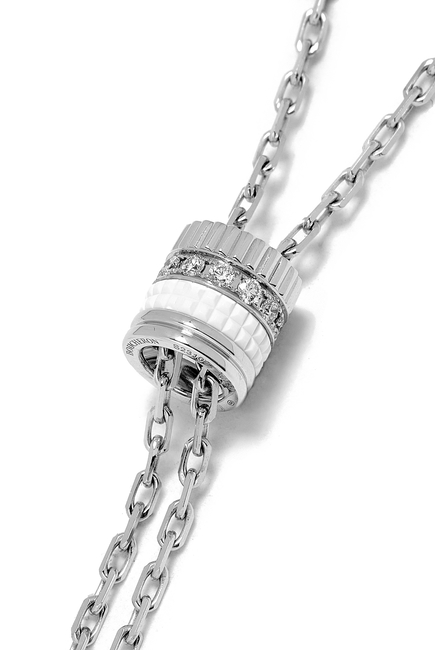 Quatre Pure Edition Mini Tie Necklace, 18k White Gold & Diamonds
