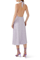 Sequin Midi Dress With Straight Skirt