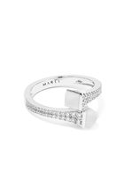 Cleo Slim Ring, 18k White Gold, White Agate & Diamonds
