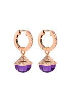 Cleo Midi Rev Drop Earrings, 18k Rose Gold Amethyst & Diamonds