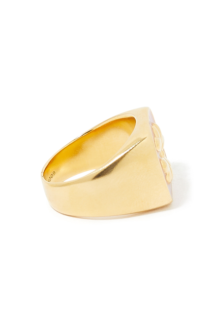 Talisman Clover Signet Ring, 24k Gold-Plated Brass