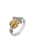 Shen Stacked Ring, 18k Yellow Gold with Sterling Silver & Diamond