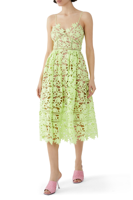Lace Midi Strappy Neckline Dress