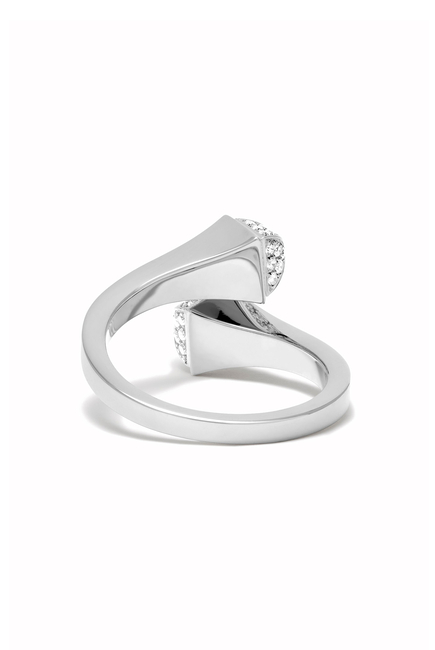 Cleo Slim Midi Ring, 18k White Gold with Full Diamonds