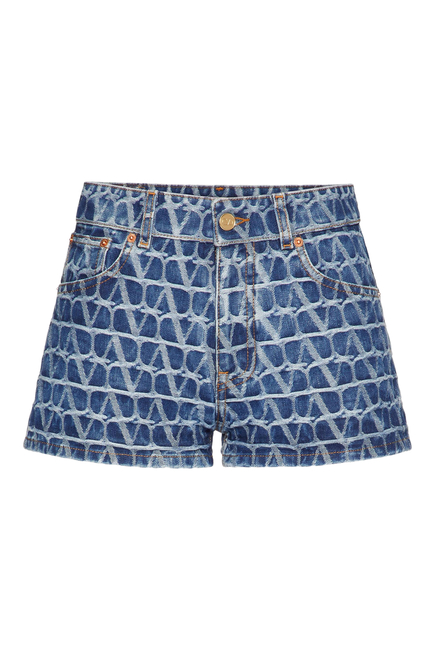 Denim Jacquard Shorts