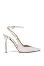 Ribbon Metallic Leather Ankle Strap 105 Pumps