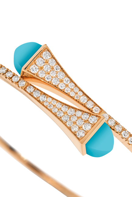 Cleo Diamond Midi Slip-On Bracelet, 18K Rose Gold with Turquoise & Diamond