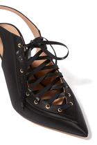 Alessandra 85 Satin Lace Up Pumps