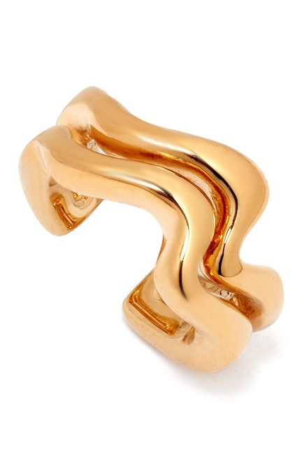 Squiggle Curve Ear Cuff, 18k Recycled Gold Plated Vermeil & Recycled Sterling Silver