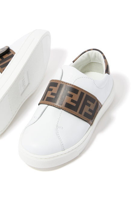 Kids Velcro Logo Monogram Sneakers