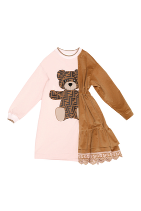 Contrast Teddy Bear Dress