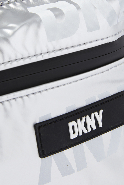 DKNY-Girls Metallic Silver Logo Backpack