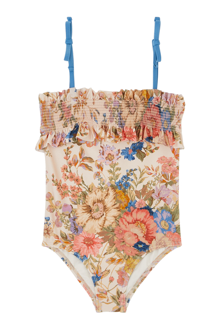 Kids August Floral Shirred One-Piece Swimsuit