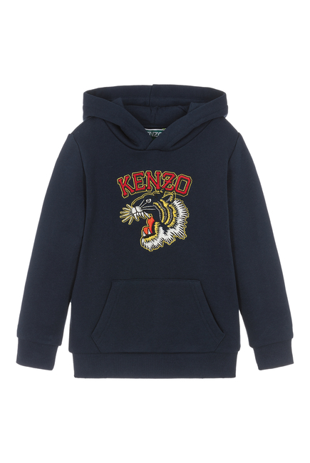 Kids Tiger Graphic Embroidery Hoodie